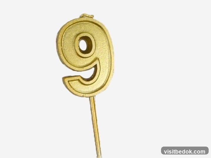 Gold Number 9 Candle