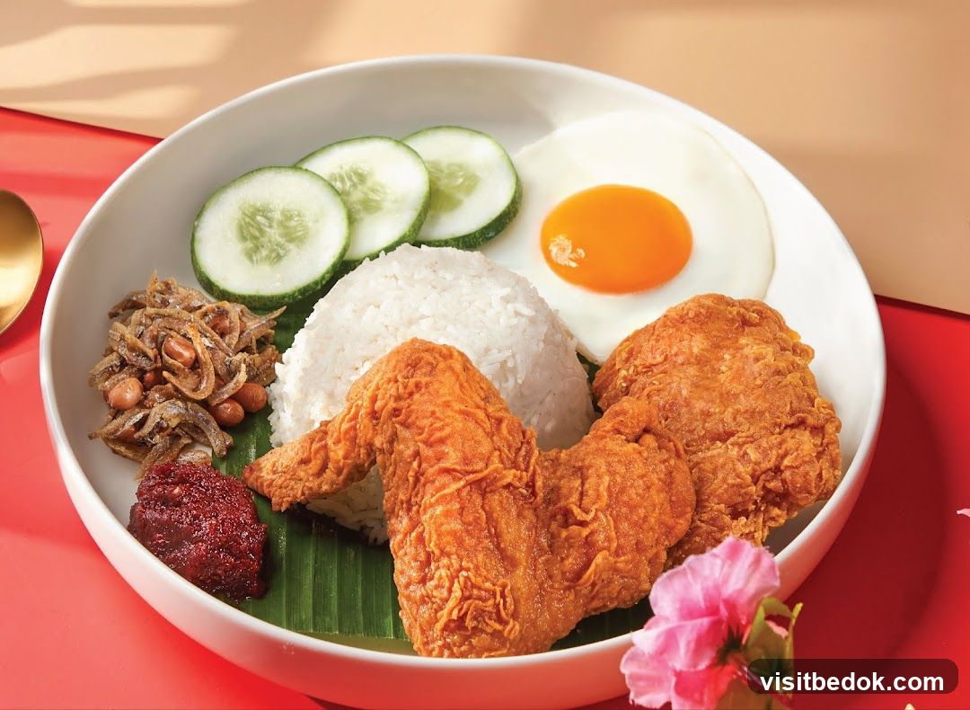 Nasi Lemak with Fried Chicken