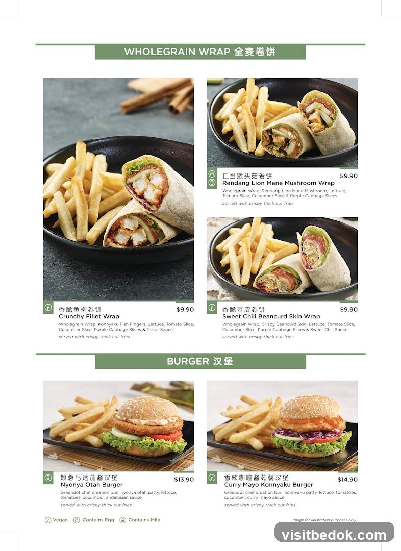 Wholegrain Wrap & Burger Menu