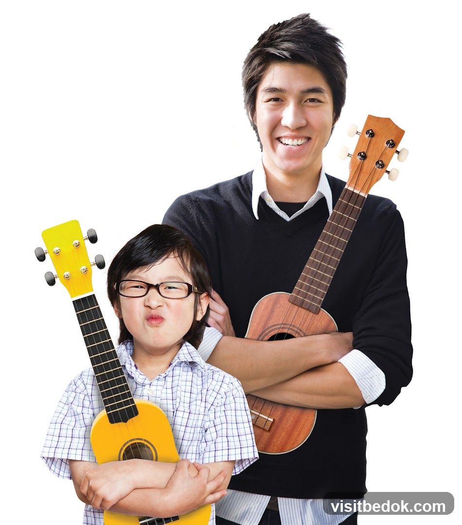 Two people with ukuleles