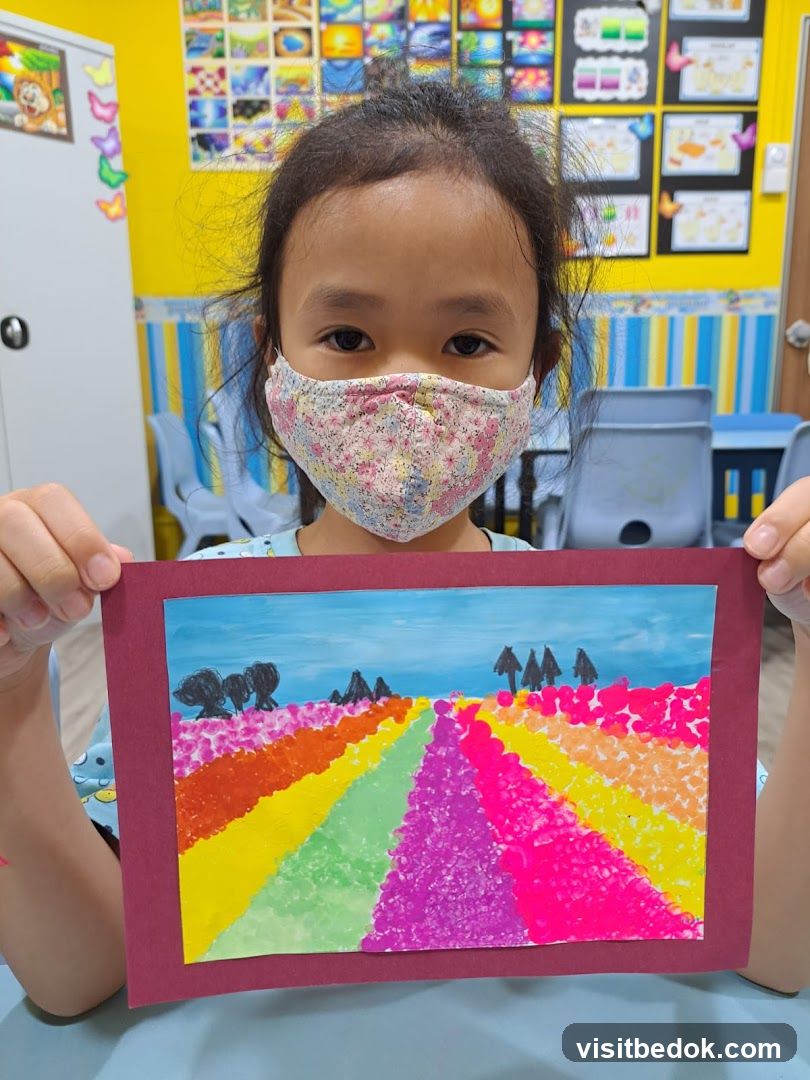 Child holding artwork