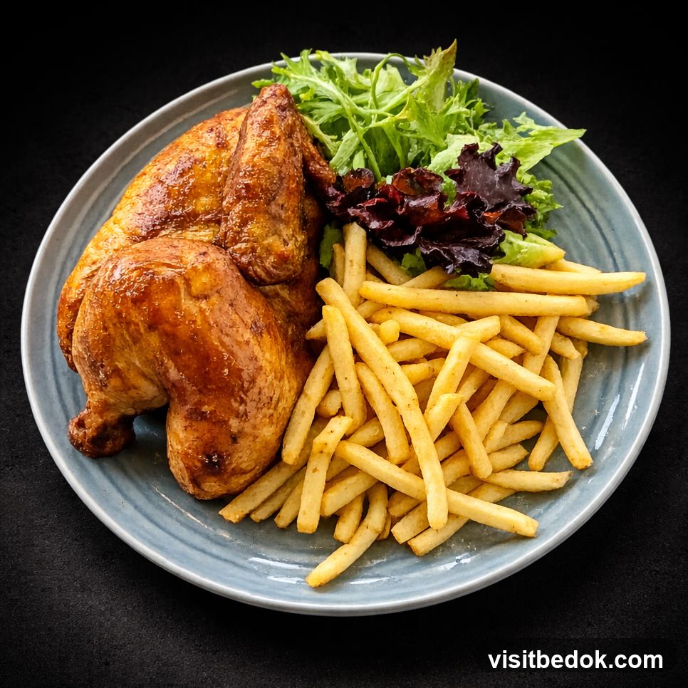 Roasted Chicken with Fries and Salad