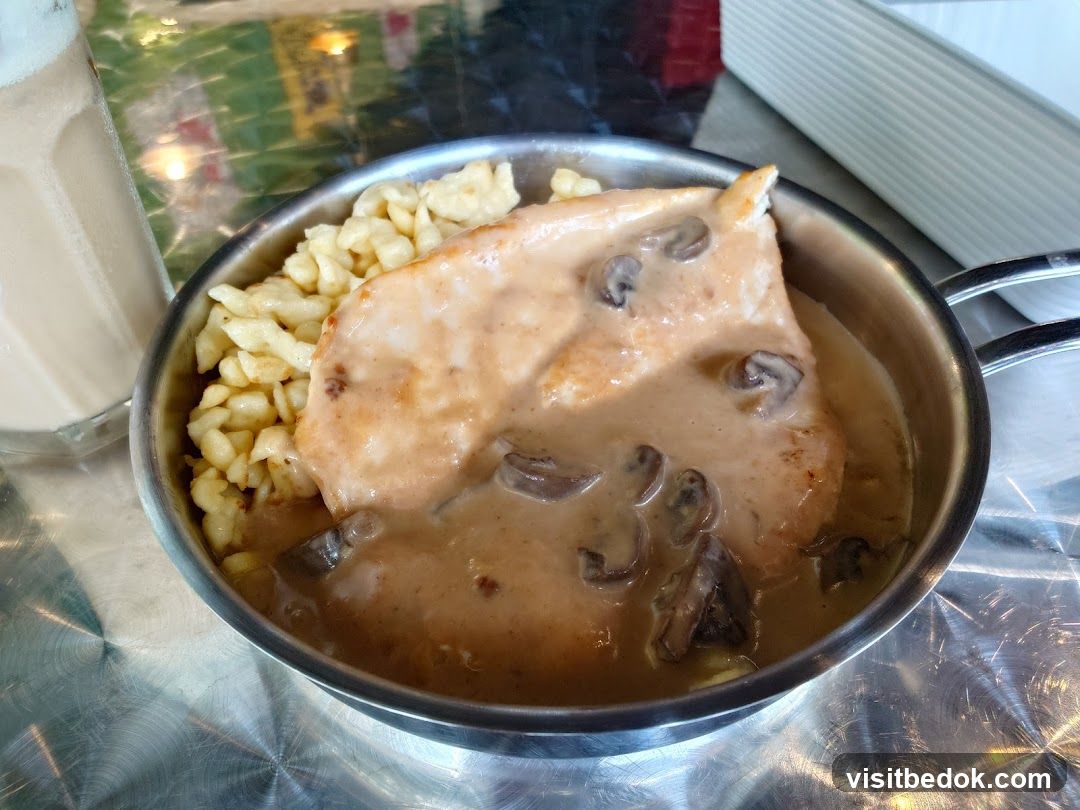 Chicken with Mushroom Sauce and Spätzle