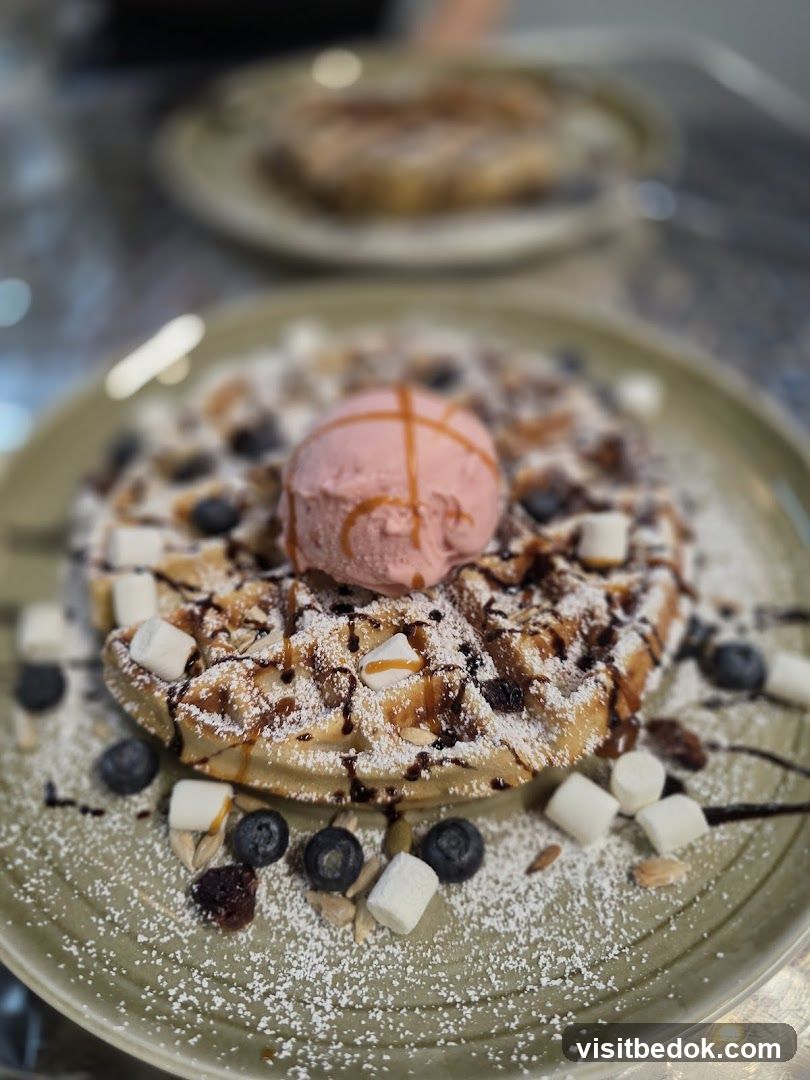 Waffle with Ice Cream and Berries
