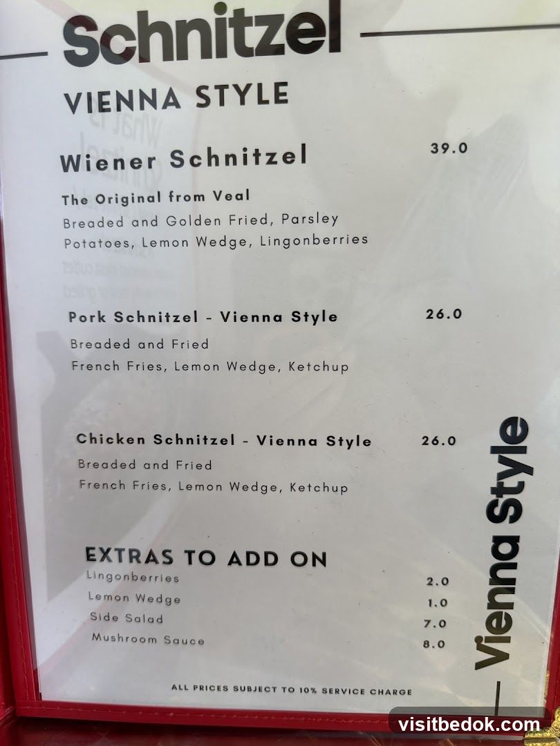 Schnitzel Vienna Style Menu