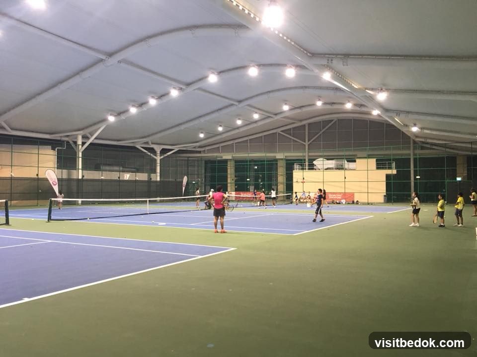 Indoor Tennis Courts with Players