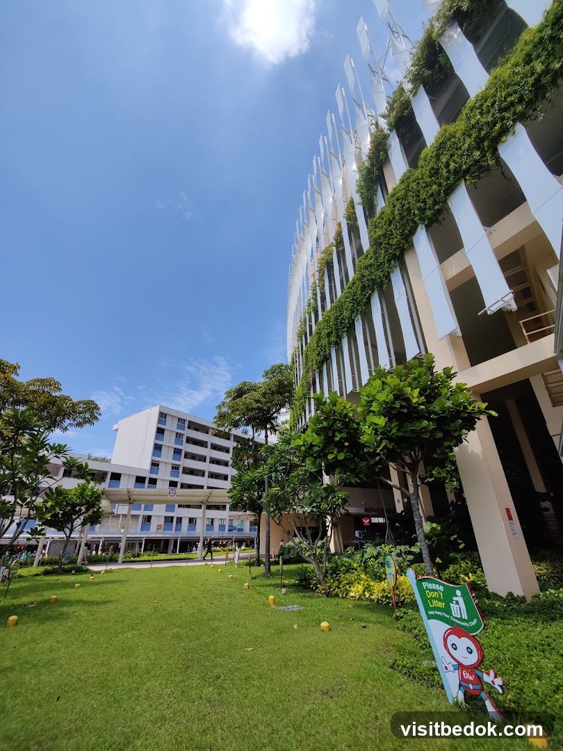 Modern building with greenery and a park