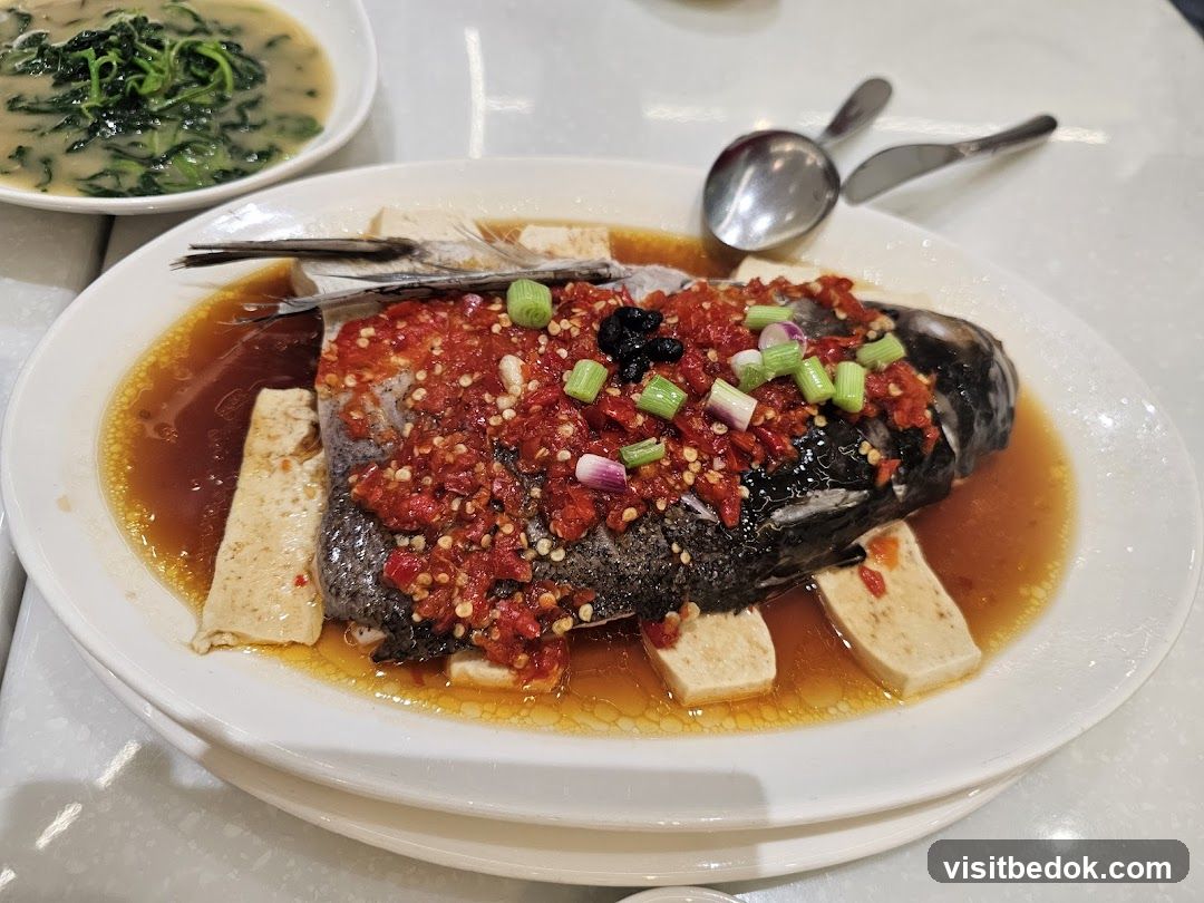 Steamed Fish Head with Chili and Tofu