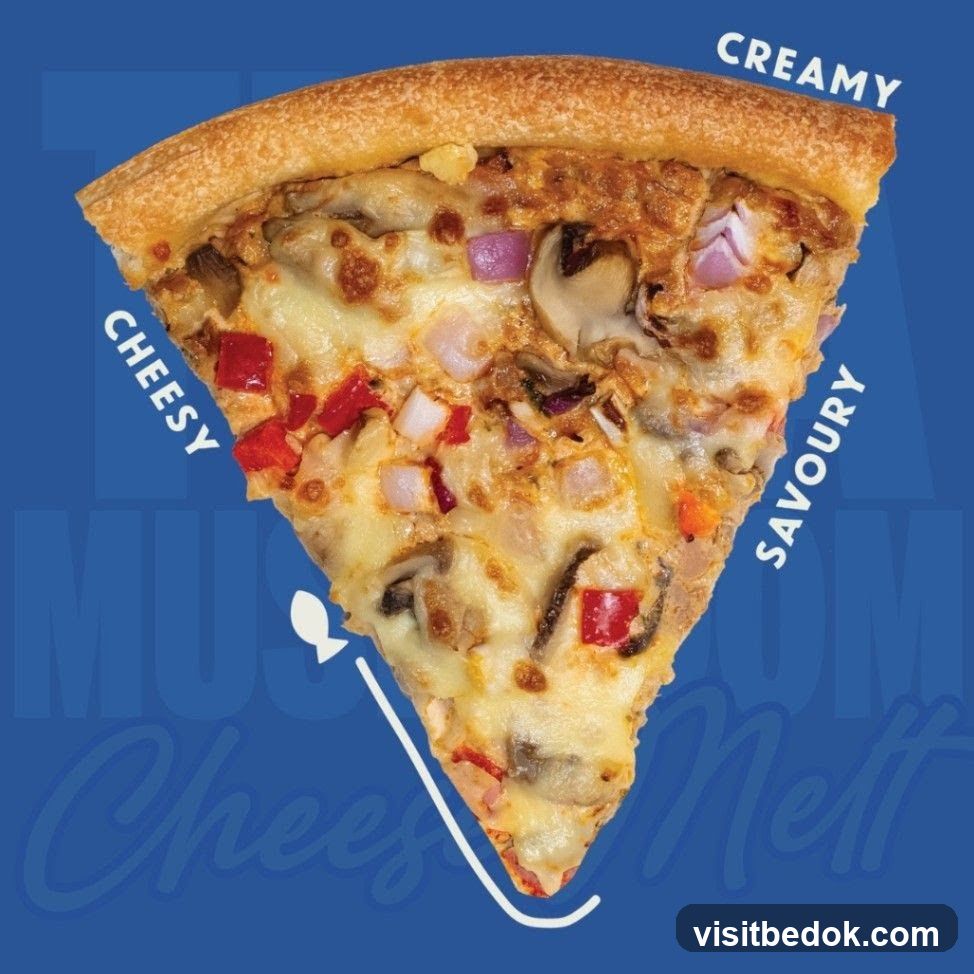 Mushroom Cheesy Savoury Creamy Pizza Slice