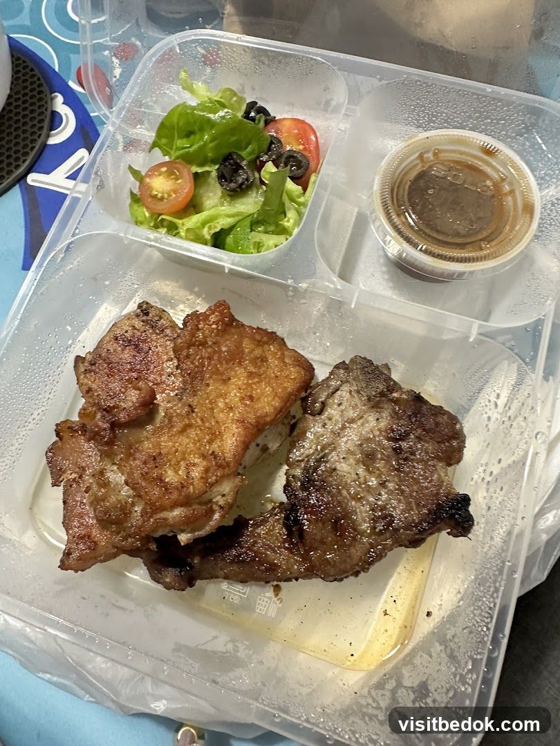 Takeout Meal with Grilled Meats and Salad