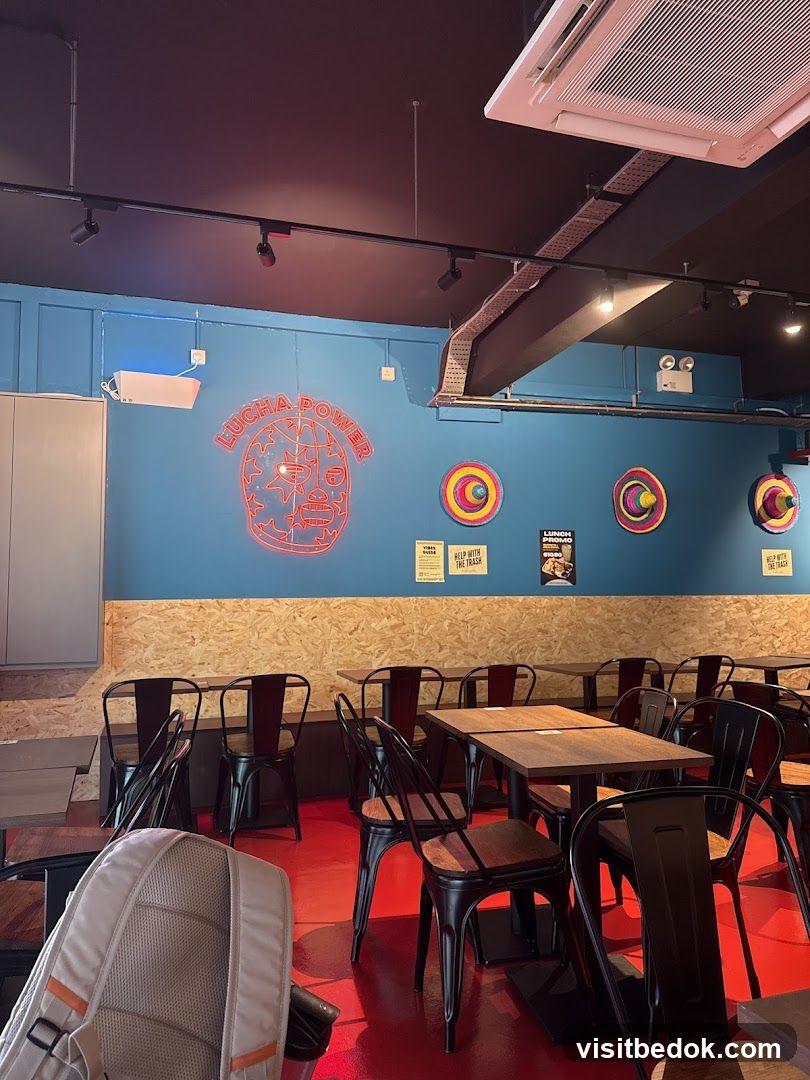 Restaurant Interior with Neon Sign