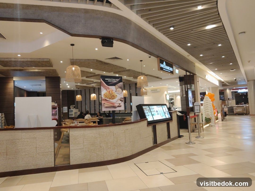Restaurant interior with menu display