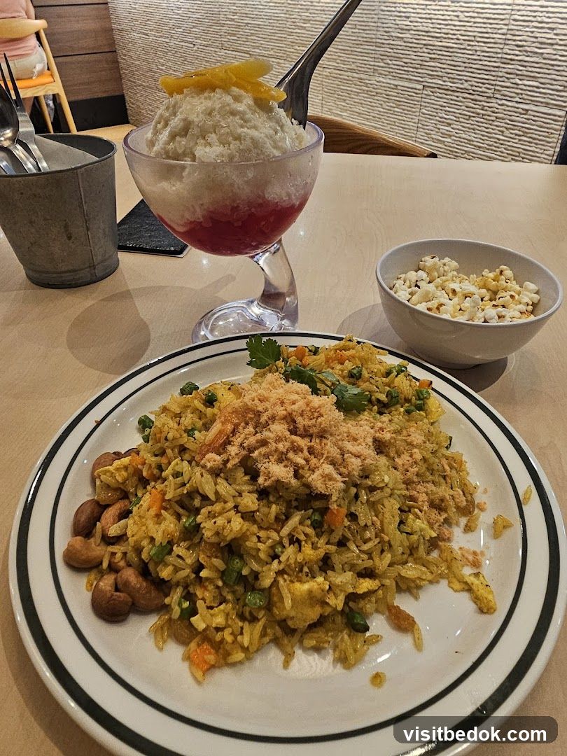 Fried Rice with Toppings and Dessert