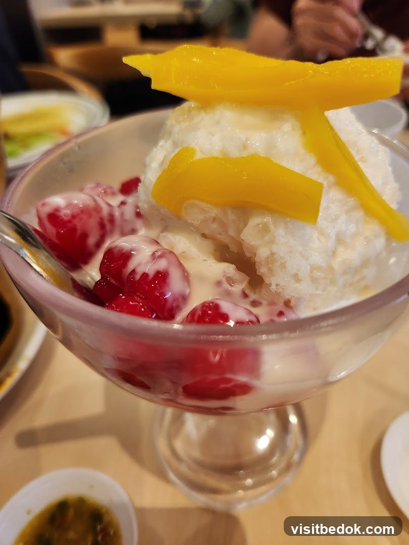 Dessert with fruit and ice cream