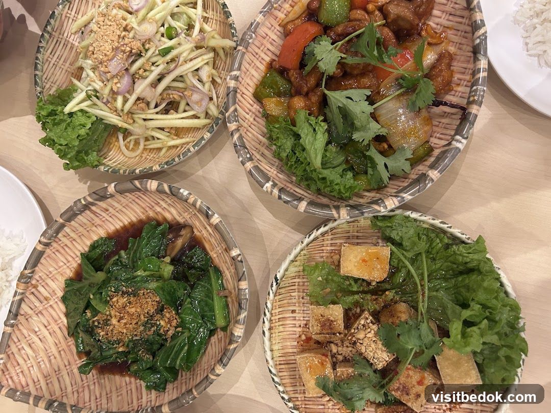 Four dishes of food