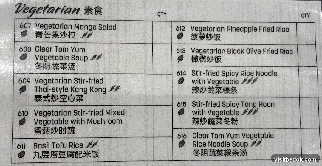 Vegetarian Menu