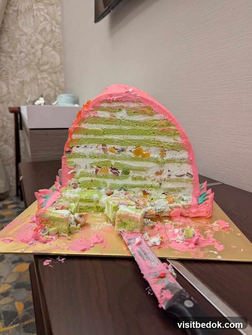 Partially Eaten Layered Cake
