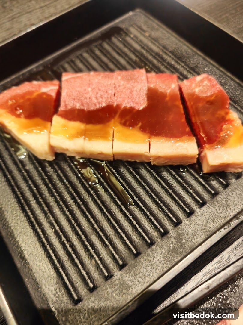 Marinated Sliced Meat on Grill Pan