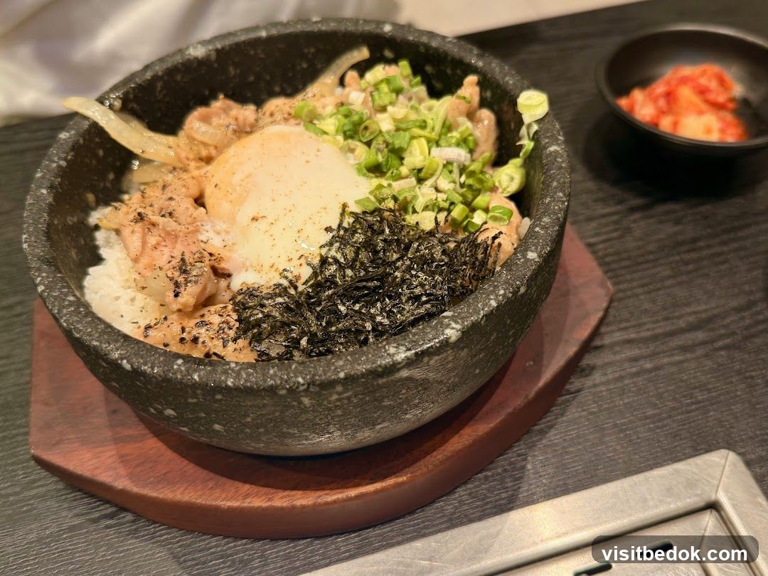 Stone Bowl Dish with Kimchi
