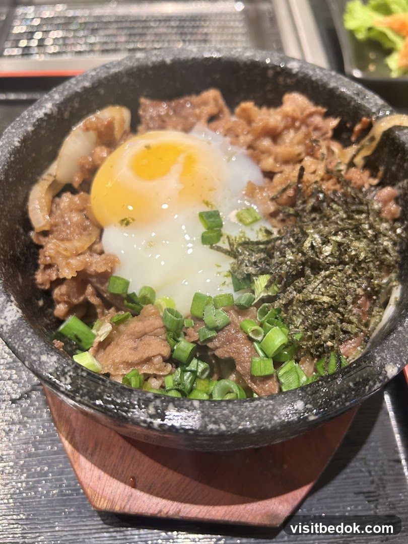 Bibimbap in a stone bowl