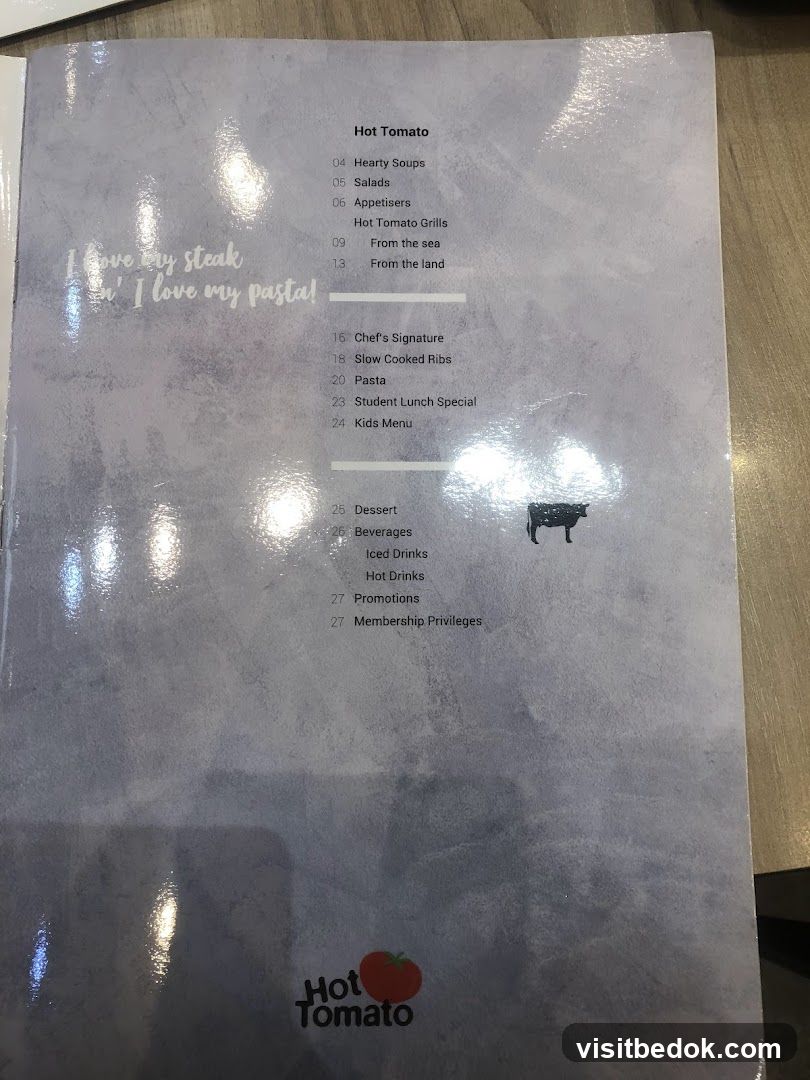 Hot Tomato Menu