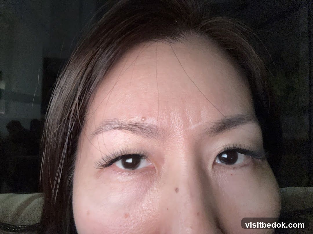 Close-up of a woman's eyes and forehead