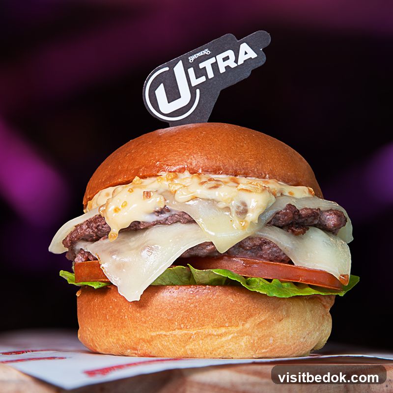 Burger with cheese and lettuce