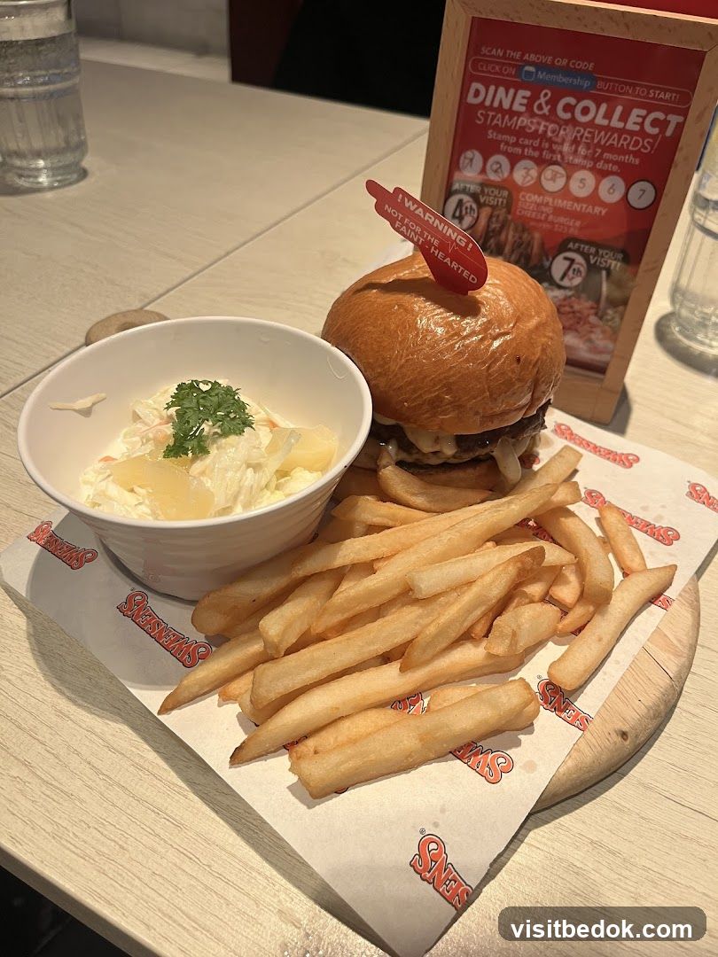 Burger, Fries, and Coleslaw