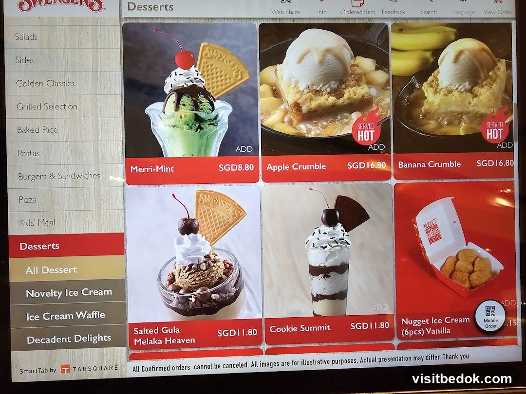Swensen's Desserts Menu