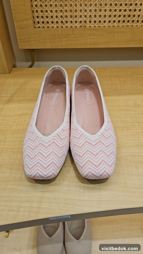 Pink and White Chevron Ballet Flats