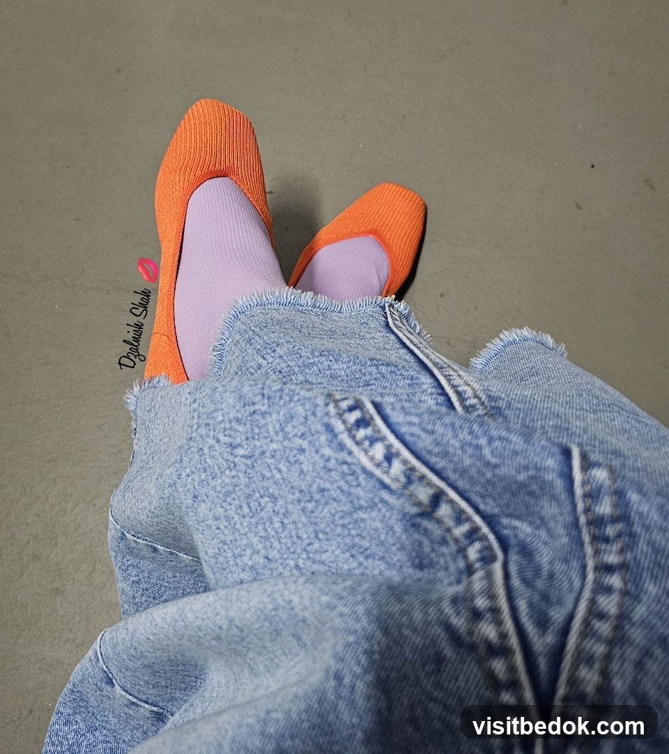 Orange Flats and Light Blue Jeans