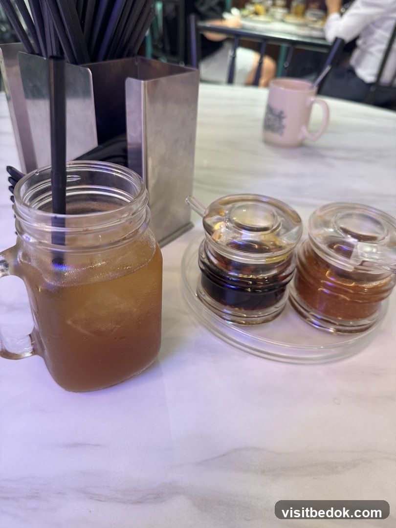 Table Setting with Drink and Condiments