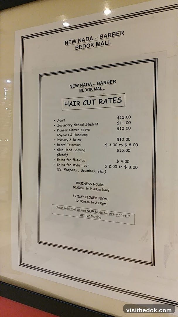 NEW NADA - BARBER BEDOK MALL HAIR CUT RATES