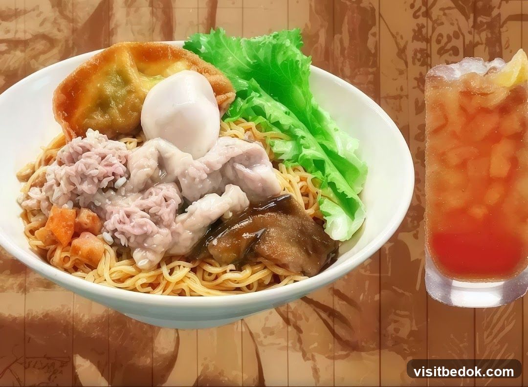Noodle Dish with Drink