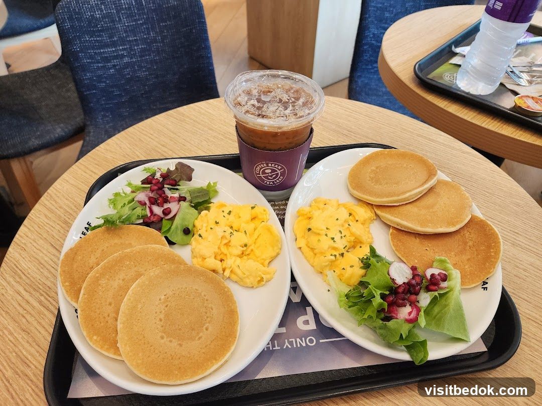 Pancakes and Scrambled Eggs Breakfast