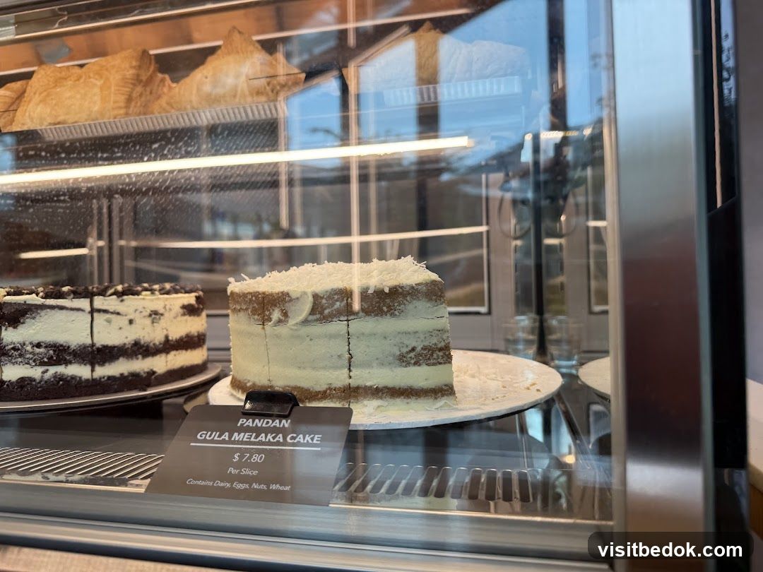 Cakes in a display case