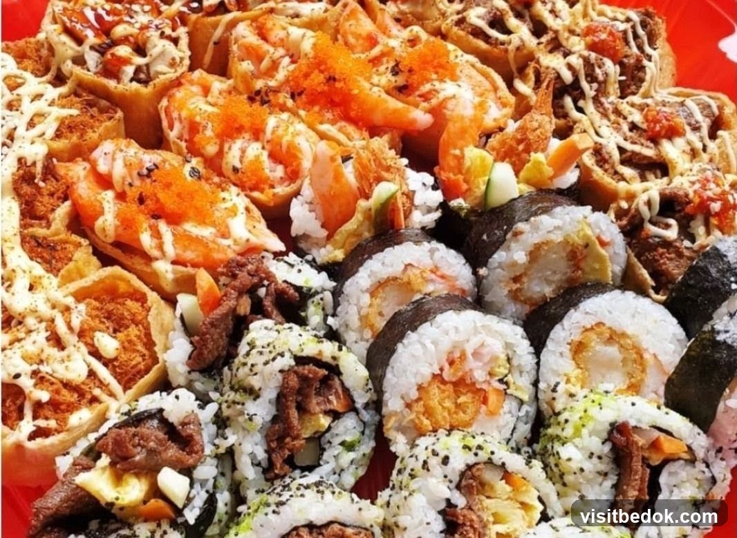 Assortment of Sushi Rolls and Inari