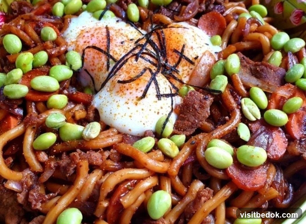 Noodle Dish with Eggs and Edamame