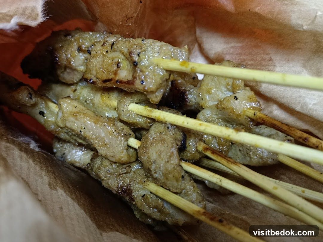 Meat skewers in paper bag