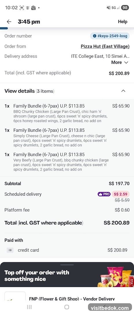 Pizza Hut Order Details