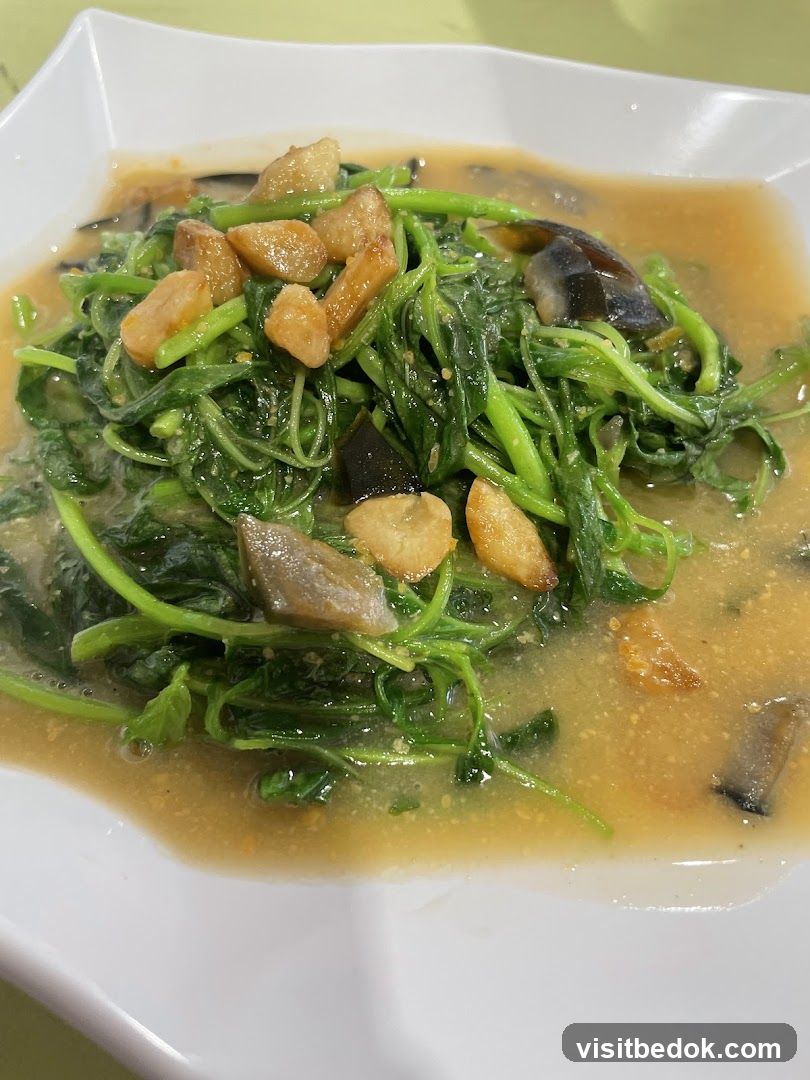 Stir-fried Water Spinach with Century Egg