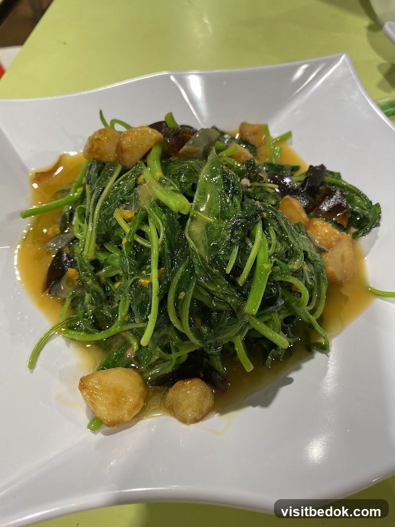 Stir-fried Greens with Garlic and Century Egg