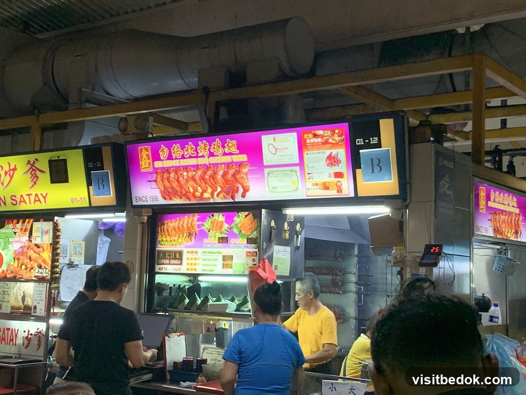 Food Stall with Satay and Chicken Wings