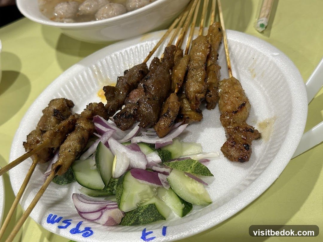 Satay Skewers with Cucumber and Onion