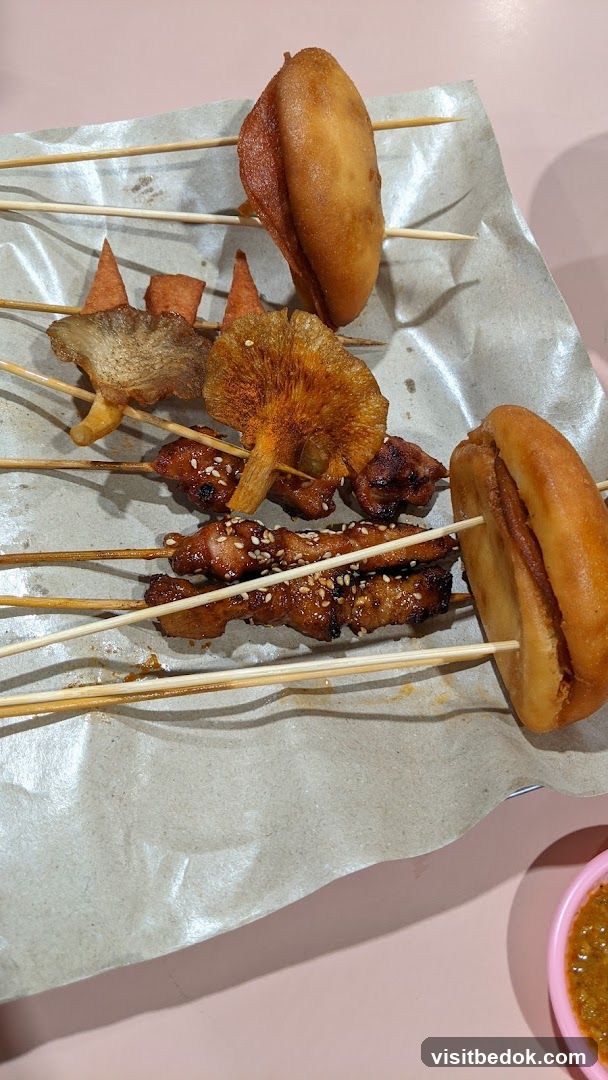 Skewers with Fried Buns and Mushrooms