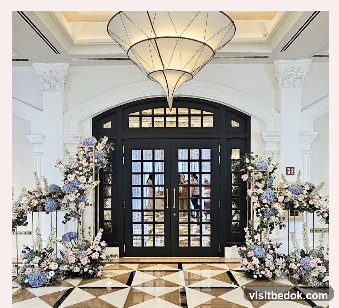 Elegant Double Doors with Floral Arrangements