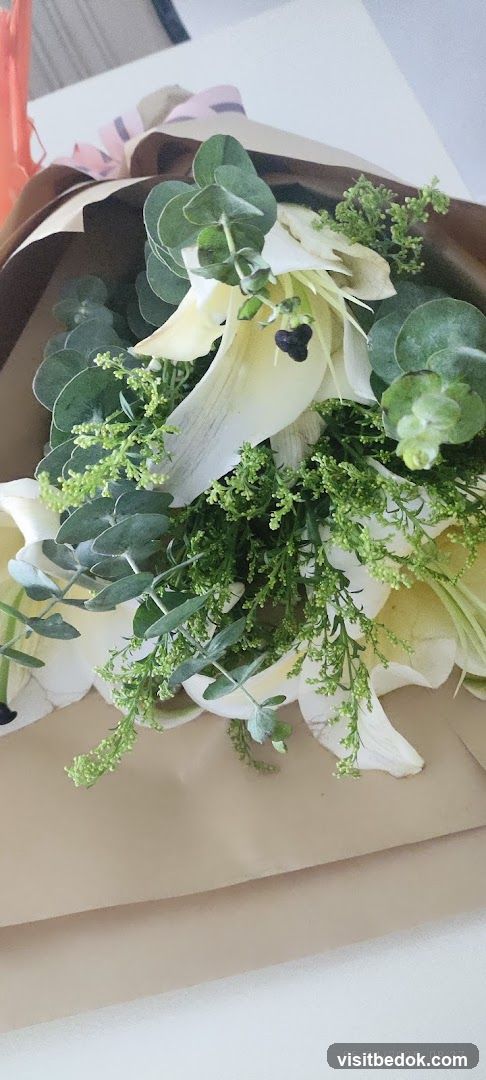 White Lily Bouquet with Eucalyptus
