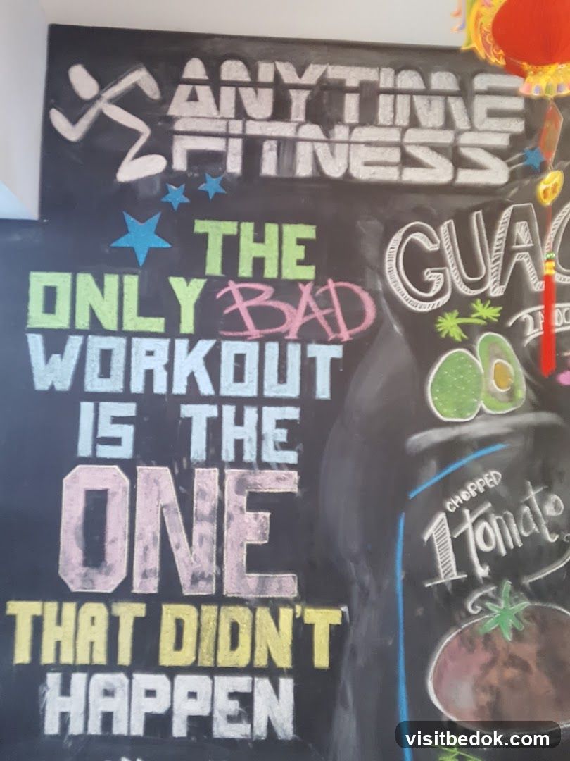 Chalkboard motivational quote and food illustration