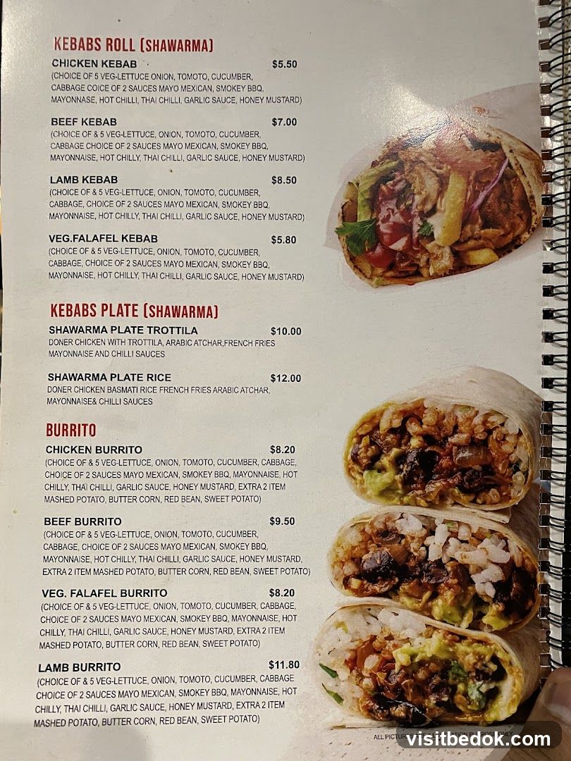 Kebabs and Burritos Menu