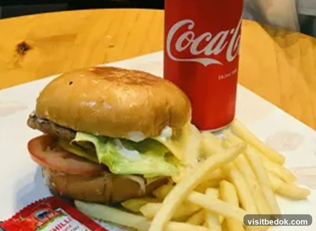 Burger meal with Coca-Cola